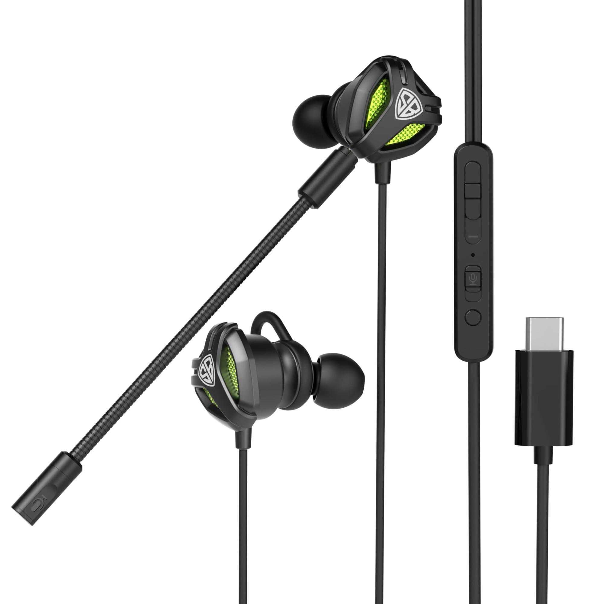 SpinBot BattleBudz C10 Wired in Ear Type-C Gaming Earphones with Detachable Boom Mic  10mm Drivers  Dedicated Mic Mute Switch