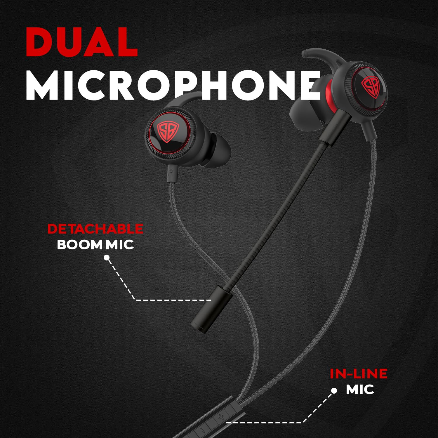 SpinBot BattleBudz C30 Wired in Ear Type C Gaming Earphone with Detachable Boom Mic 12mm Drivers  Dedicated Mic Mute Switch