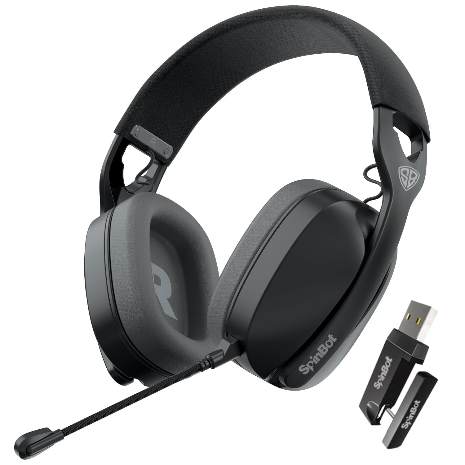 SpinBot Ranger HX500 Tri-Mode Wireless Gaming Headphones  Dual 24GHz  Bluetooth  Wired  28ms Ultra Latency  Detachable Boom Mic  25Hrs Play Time Black