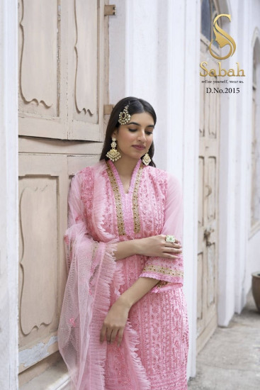 Splendid Pink Sequins Embroidered Georgette Salwar Suit