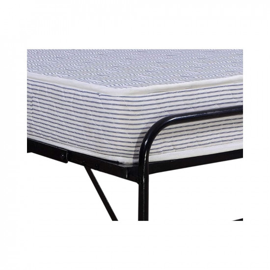 Springtek Rollaway Foam and Wrought Iron Metal Folding Single Bed with 6-Inch Contemporary Premium Mattress, Lockable Wheels- (Black)