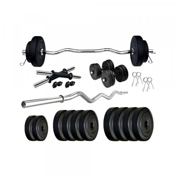 StarX PVC 12Kg Weight with 3Ft Curl Rod Home Gym, Black