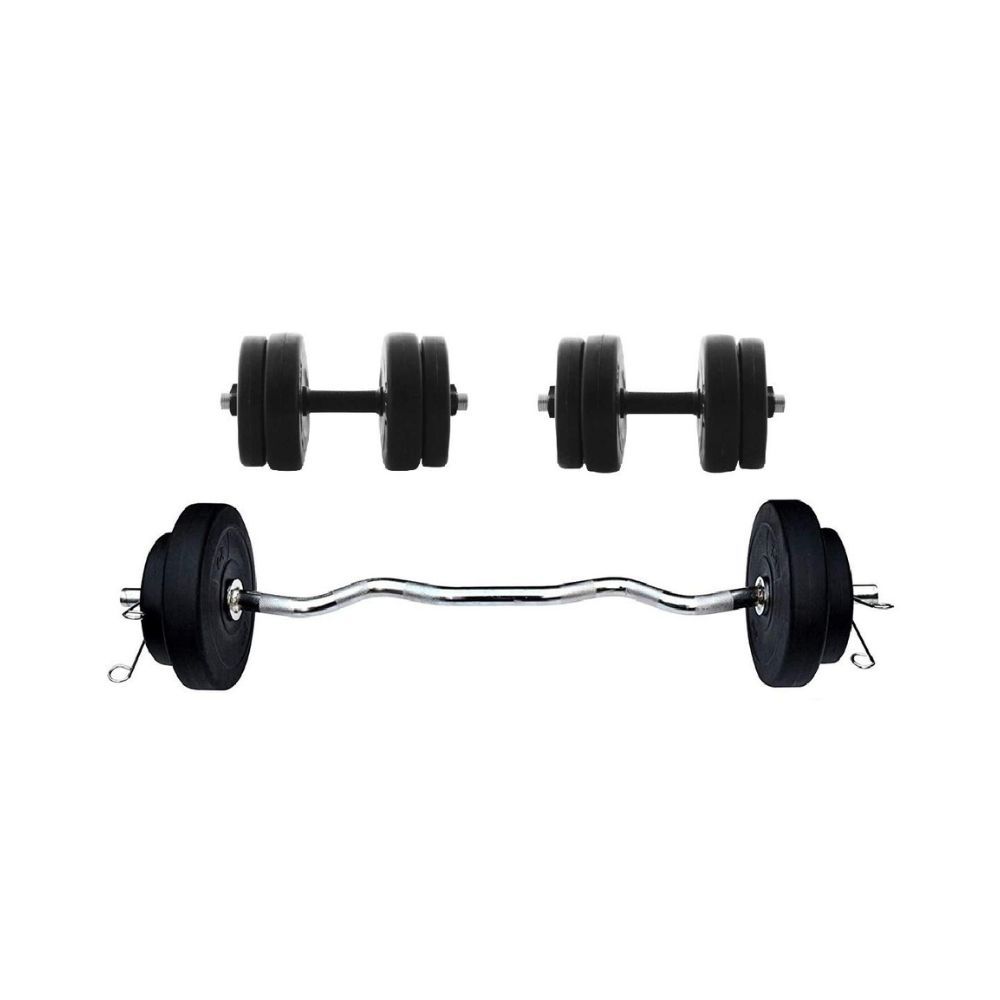 StarX PVC 12Kg Weight with 3Ft Curl Rod Home Gym, Black