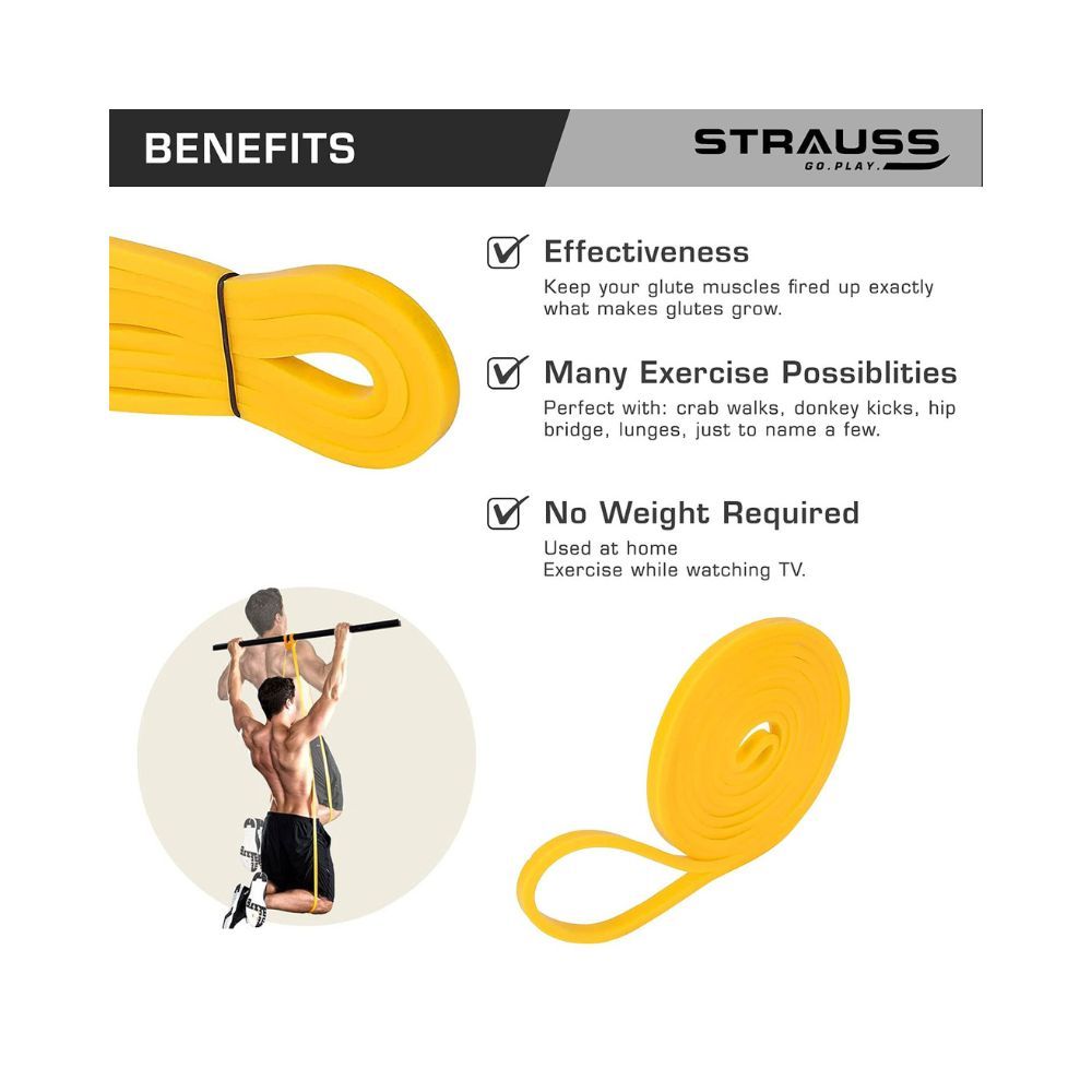Strauss Resistance and Pull up Band for Chin Ups, (Yellow)