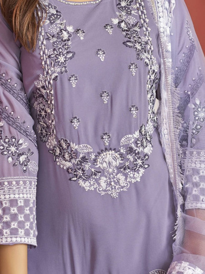 Stunning Lavender Sequined Georgette Festival Wear Salwar Kameez