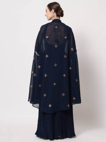 Stunning Navy Blue Embroidered Georgette Party Wear Lehenga
Semi Stitched