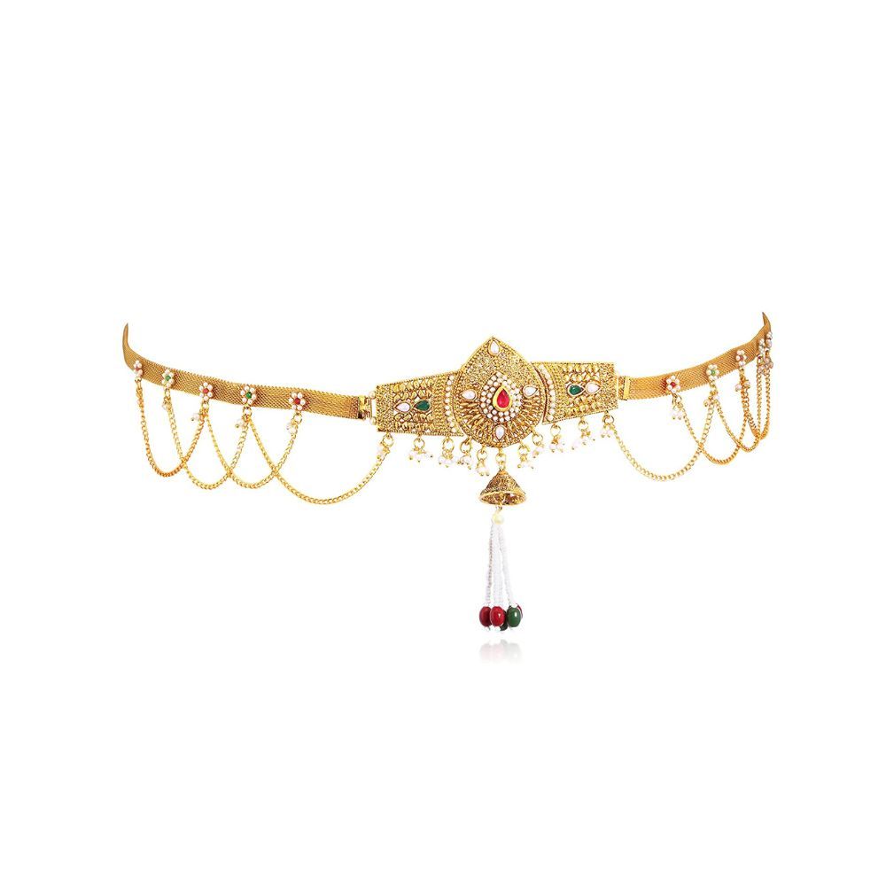 Sukkhi Alluring Pearl Gold Plated Kamarband for Women, Free Size (KB71865GLDPJ092017_Mar21)