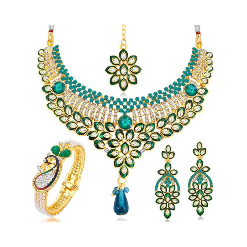 Sukkhi Attractive Gold Plated Necklace Kada Combo Set for Women (CBMIX104227)