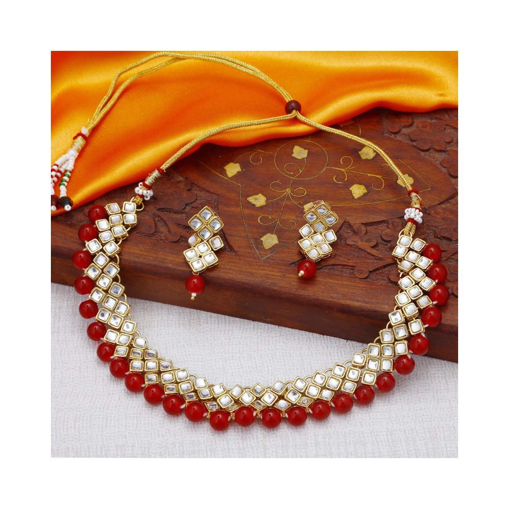Sukkhi Exotic Kundan Gold Plated Wedding Jewellery Choker Necklace Set for Women (N73524)