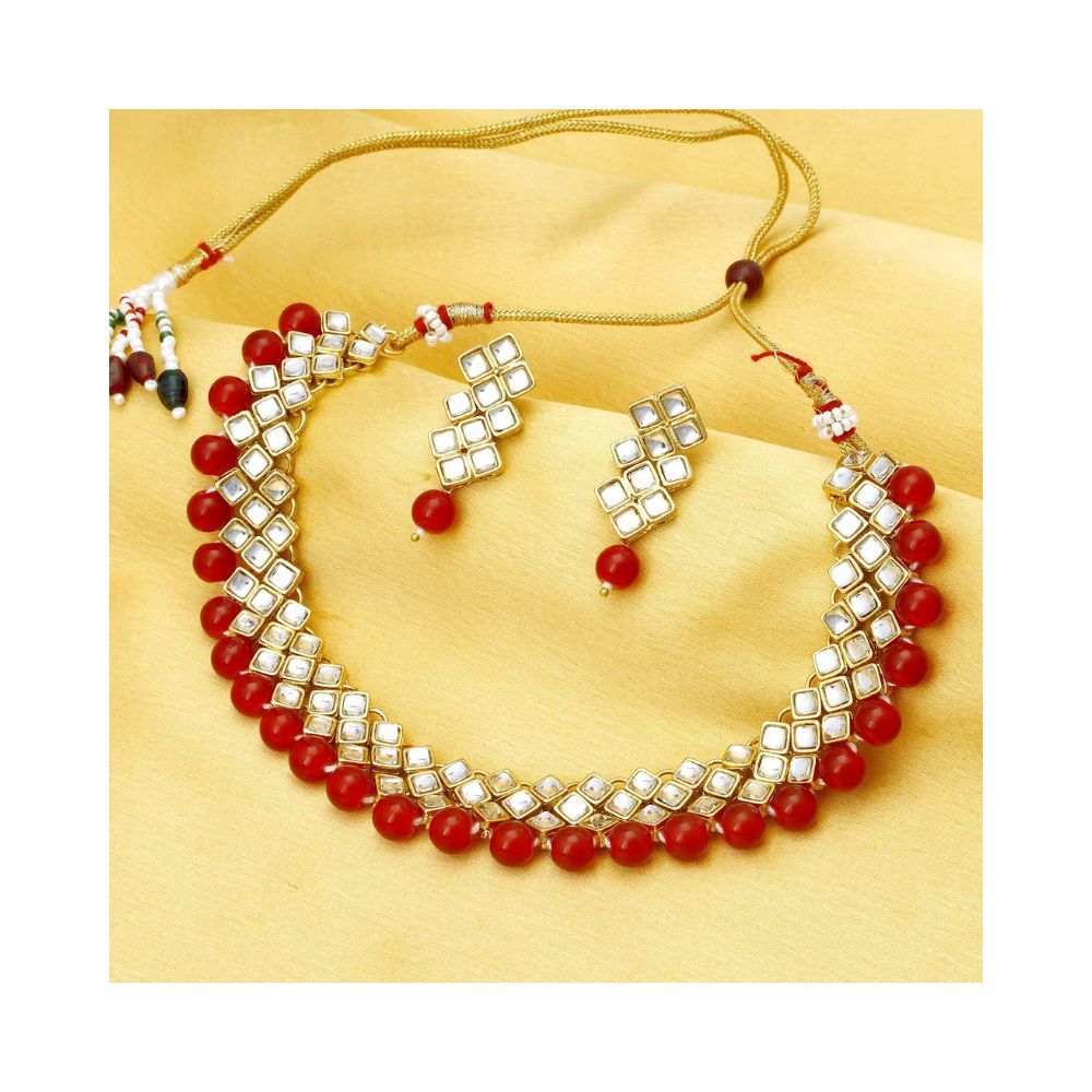 Sukkhi Exotic Kundan Gold Plated Wedding Jewellery Choker Necklace Set for Women (N73524)