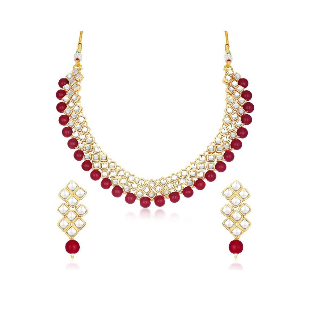 Sukkhi Exotic Kundan Gold Plated Wedding Jewellery Choker Necklace Set for Women (N73524)