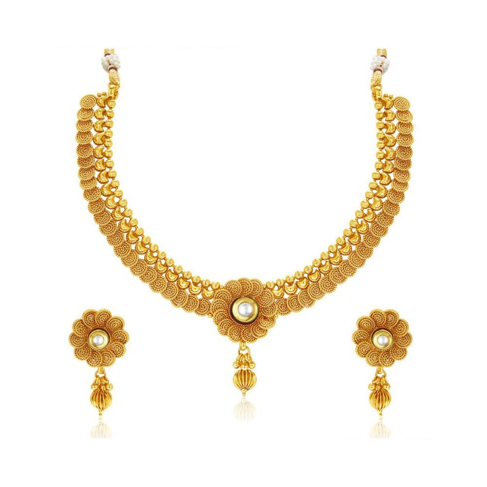 Sukkhi Eye-Catchy Jalebi Design Gold Plated Necklace Set For Women