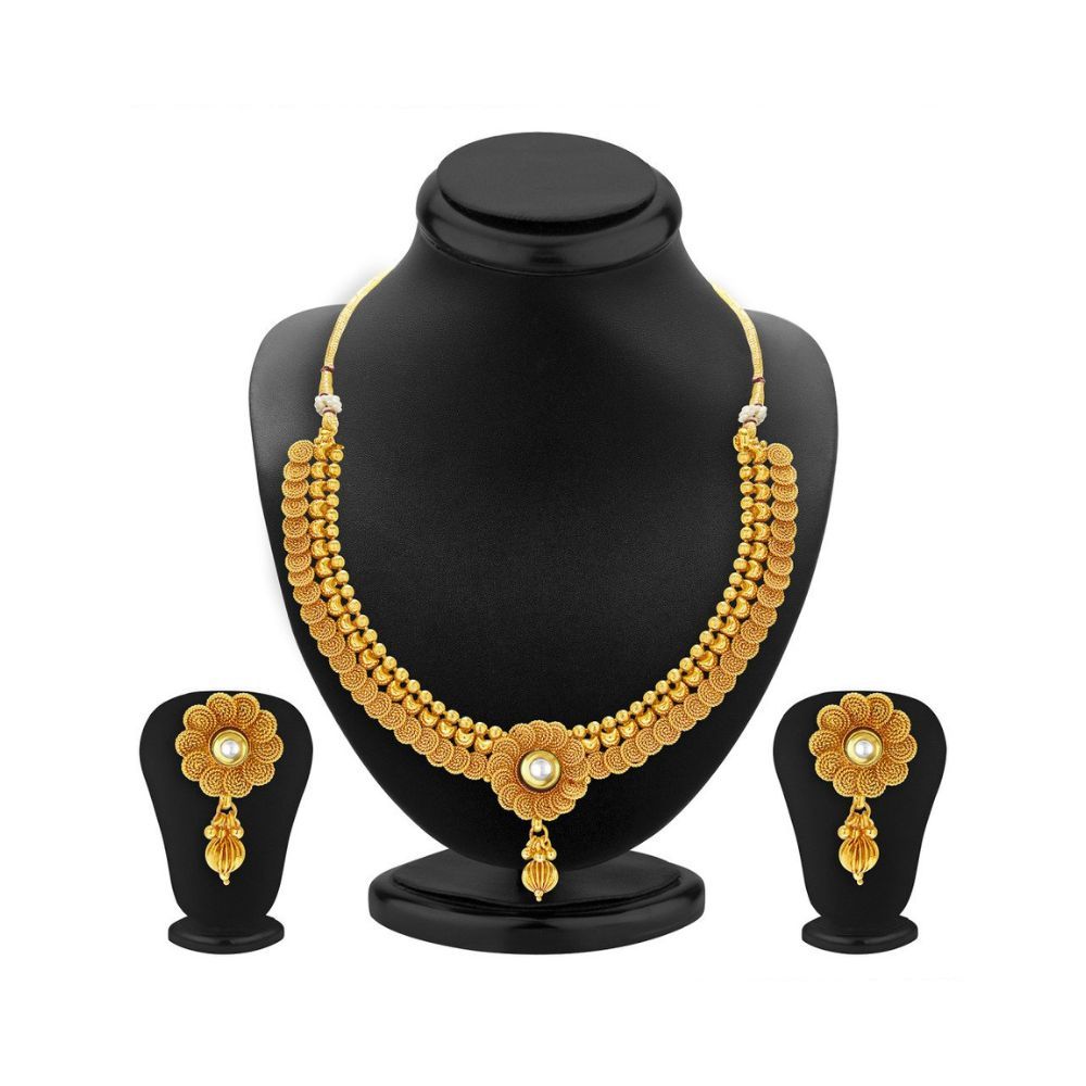Sukkhi Eye-Catchy Jalebi Design Gold Plated Necklace Set For Women