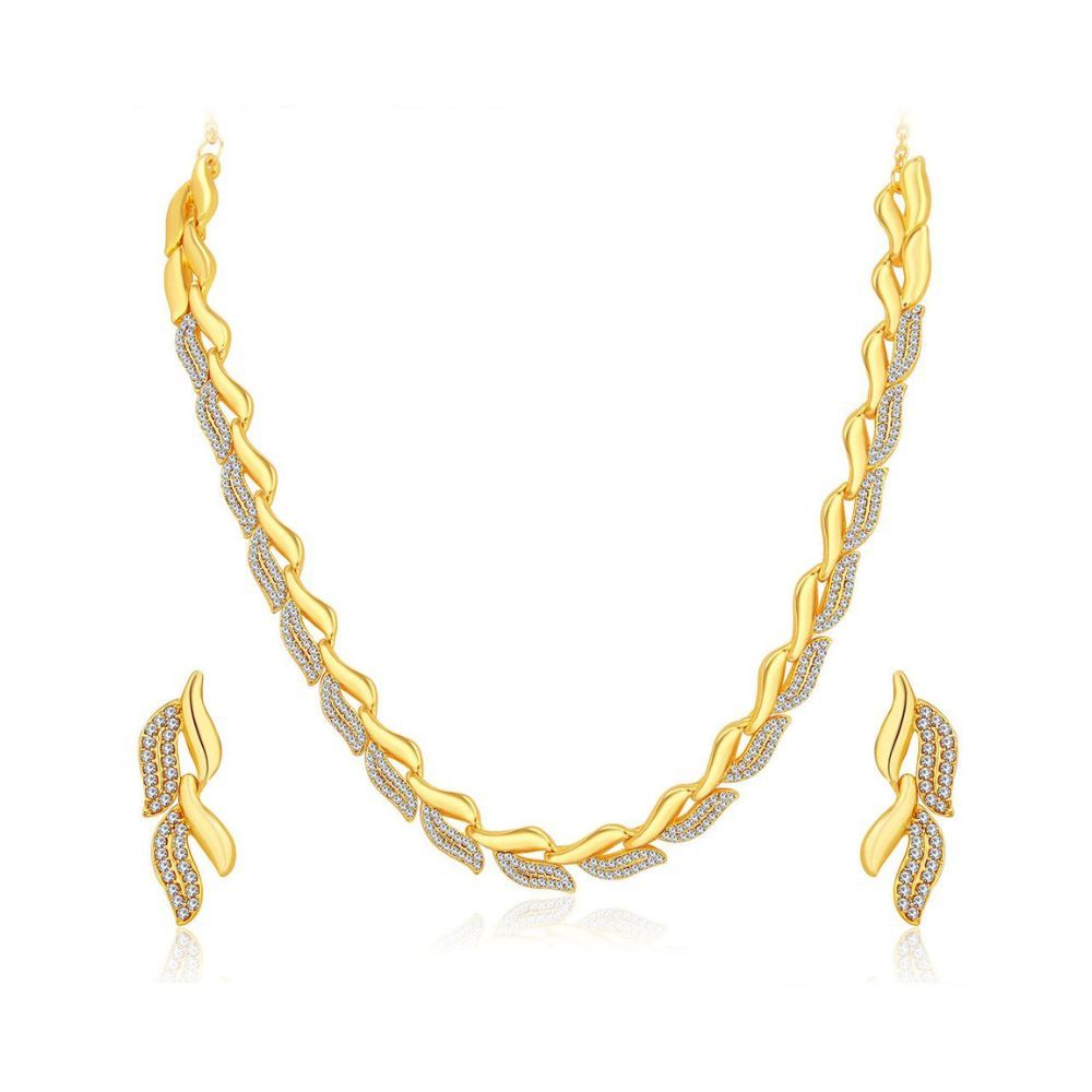 Sukkhi Graceful Gold Plated AD Necklace Set For Women
