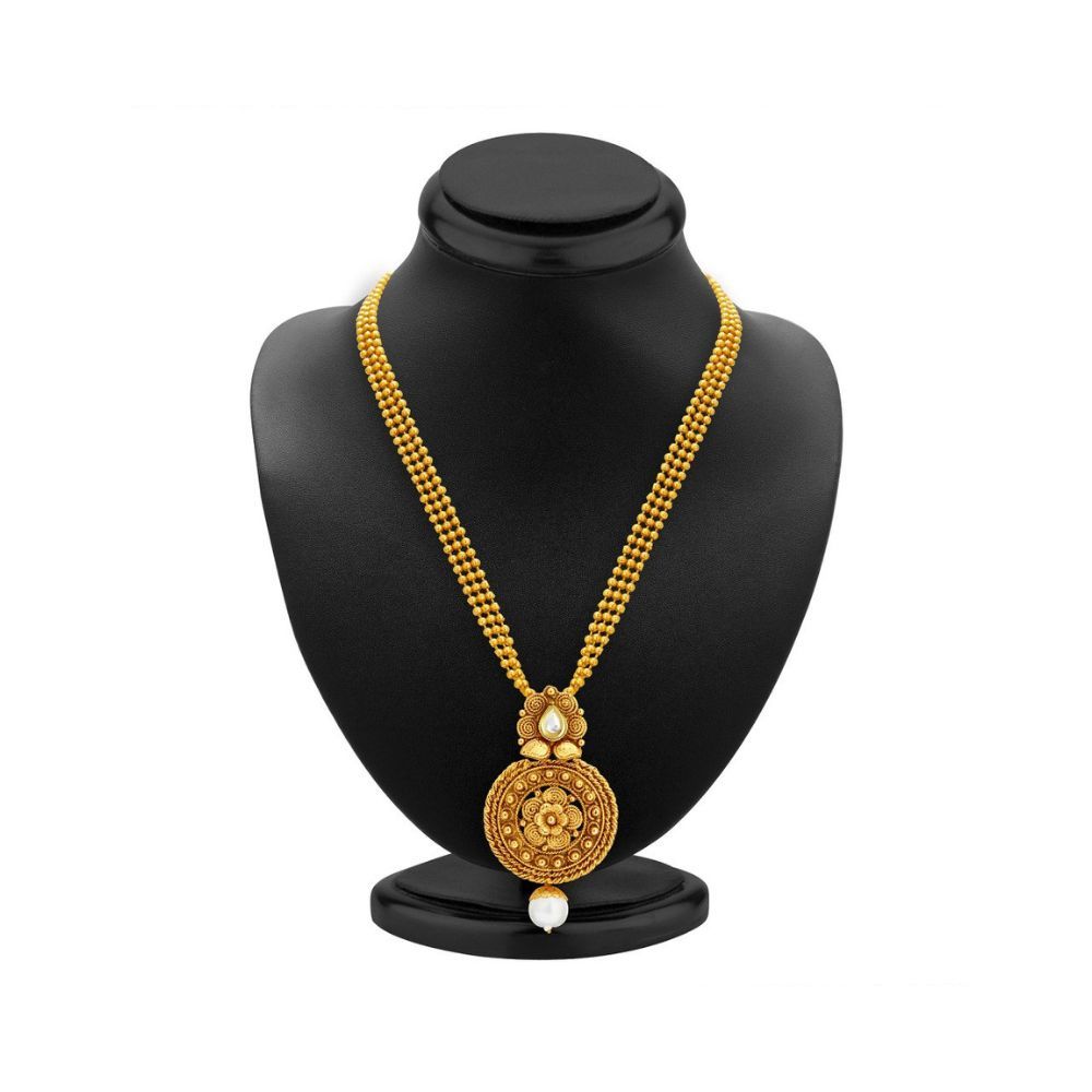Sukkhi Graceful Pearl Gold Plated Wedding Jewellery Kundan Necklace Set For Women (2581NKDP450)