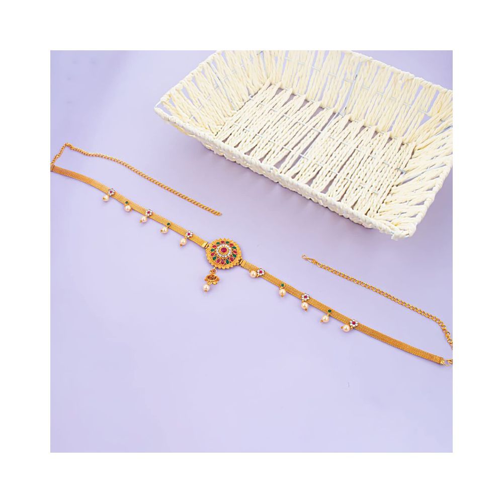 Sukkhi Lavish Floral Gold Plated Color Stone & Pearl Kamarband For Women (KB103227)