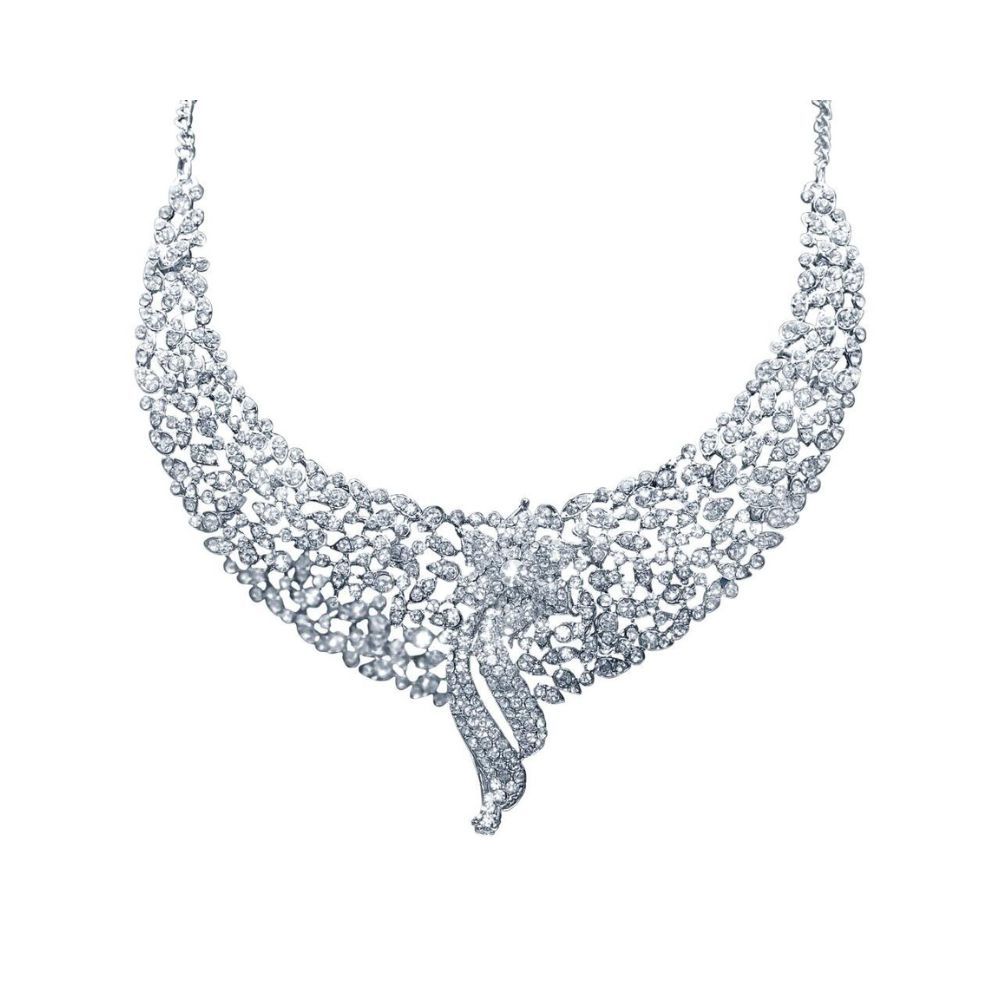 Sukkhi Sleek Rhodium plated AD Stone Necklace Set for Women
