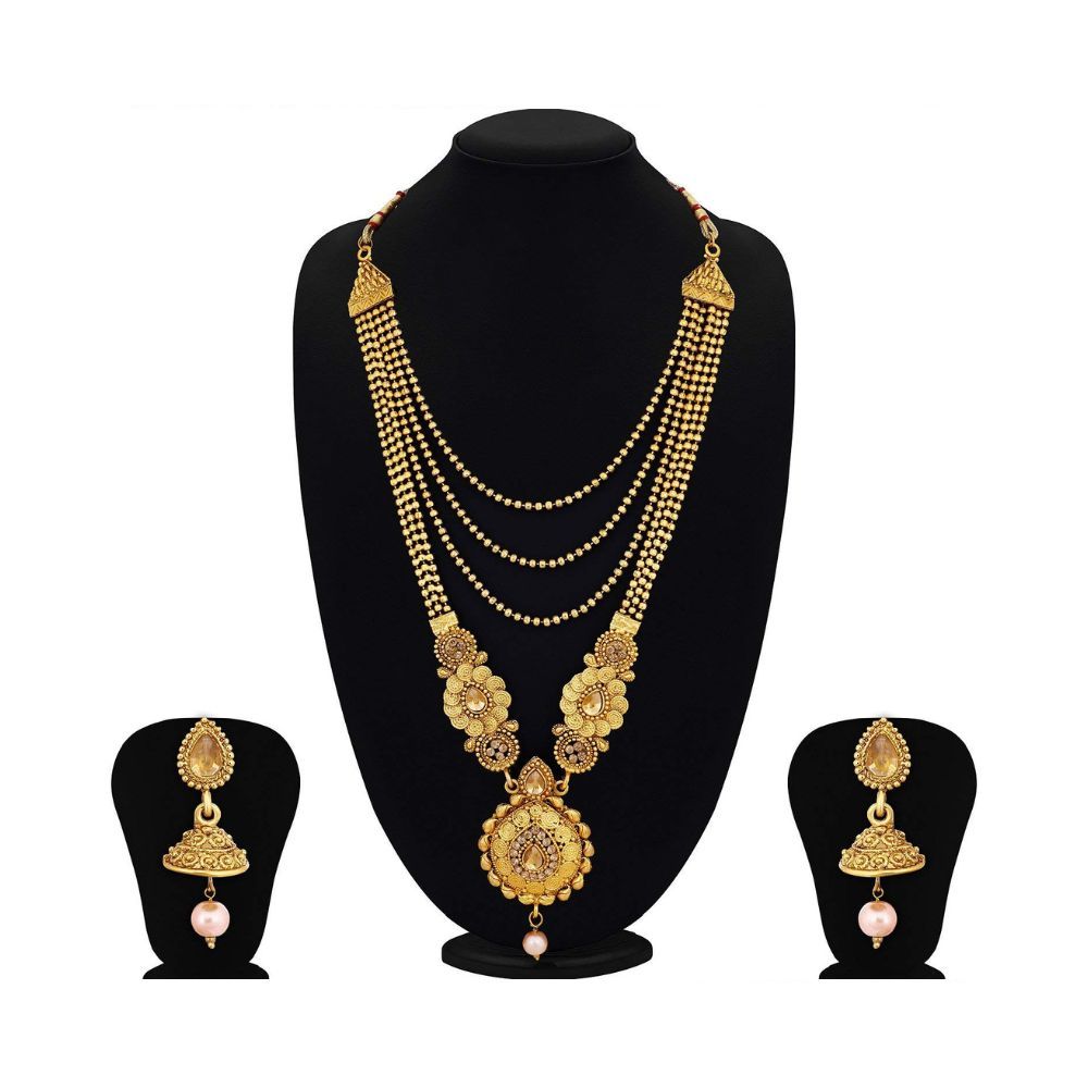 Sukkhi Traditional Gold Plated Long Haram Dual Necklace Set for women