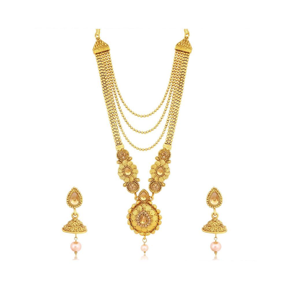 Sukkhi Traditional Gold Plated Long Haram Dual Necklace Set for women