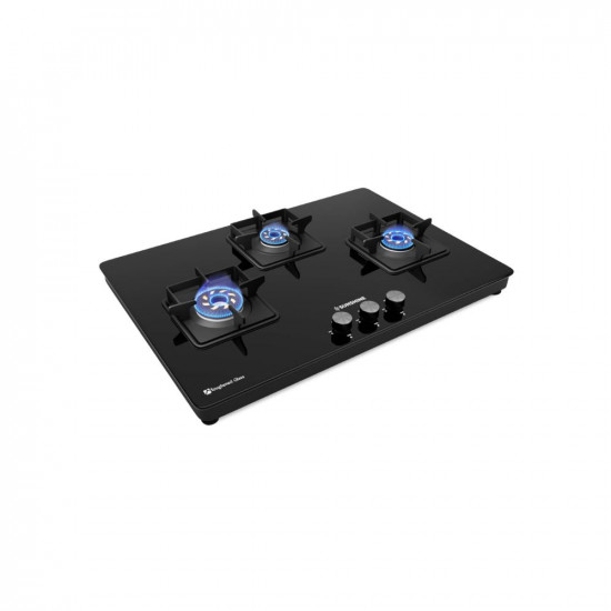 Sunshine Slimmest Magnite 3 Burner Glass Hob Top Cooktop Manual Ignition | ISI Certified | 2 Years General Warranty (Burner, Gas Valve and Glass - 5 Years)