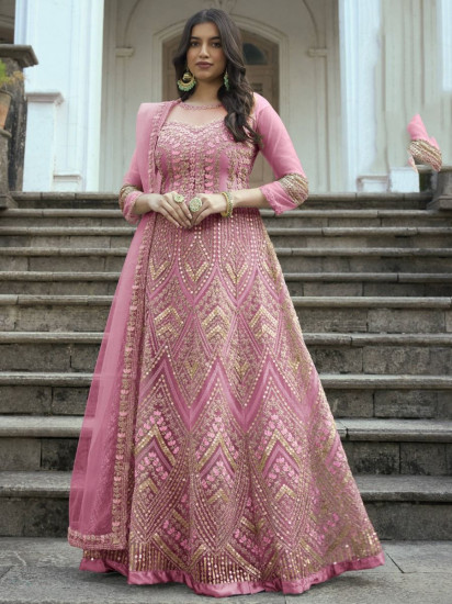 Pink Art Silk Punjabi Salwar Suit With Dupatta Raksha Bandhan Collection  1931SL02