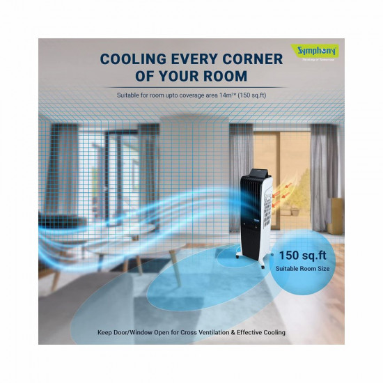 Symphony Diet 3D 30i Portable Tower Air Cooler For Home with 3 Side Honeycomb Pads i Pure Technology and Low Power Consumption 30L