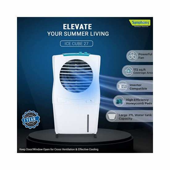 Symphony Ice Cube 27 Personal Air Cooler For Home with Powerful Fan