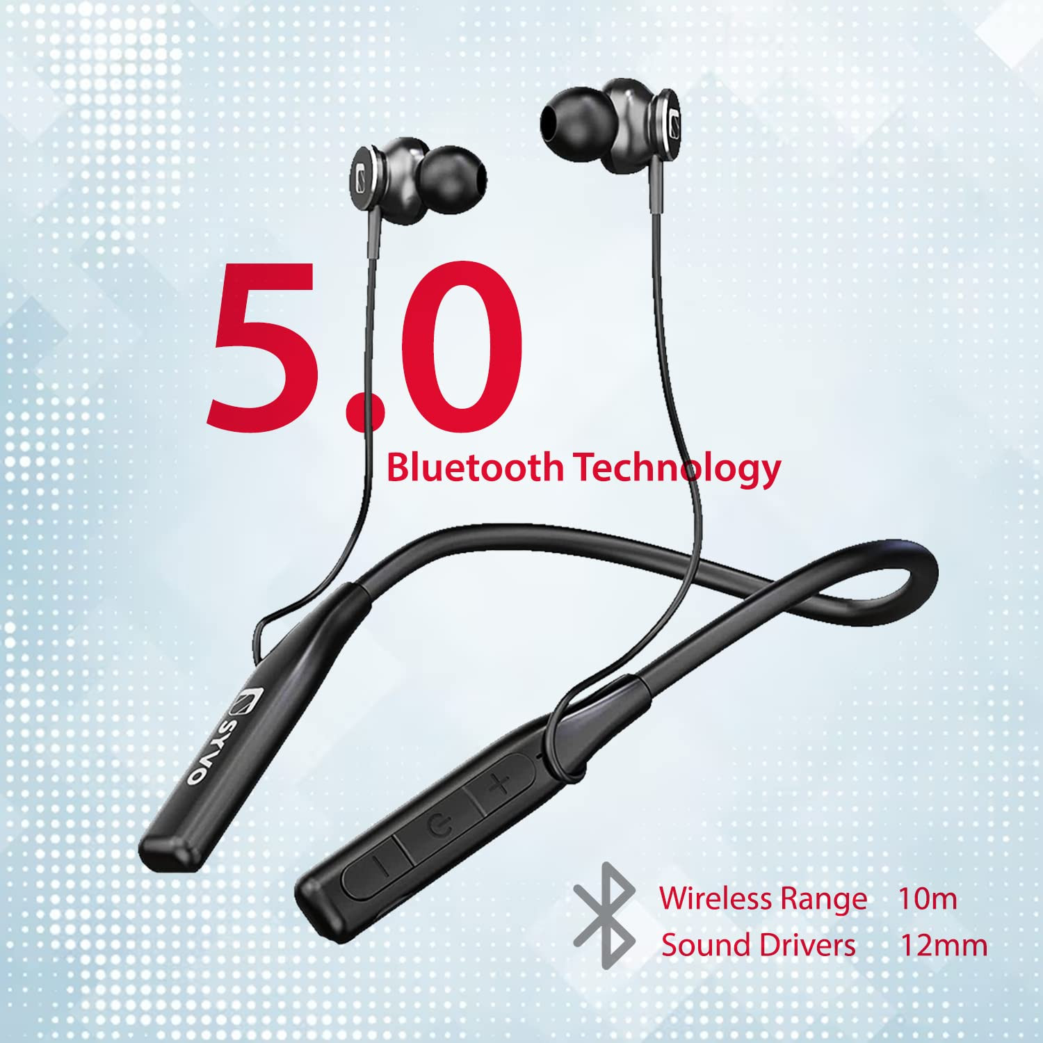 SYVO Flex Bluetooth 5.2 Wireless in Ear Headphones 13mm Driver