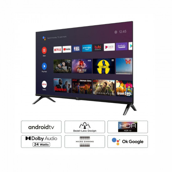 TCL 101 cm 40 inches Bezel Less S Series Full HD Smart Android LED TV 40S5400A Black