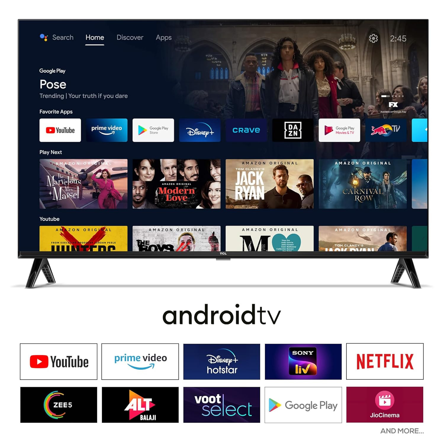 TCL 101 cm 40 inches Mettalic Bezel-Less Full HD Smart Android LED TV 40L4B Black