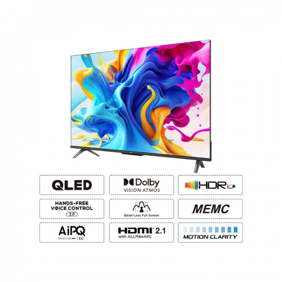 TCL 108 cm (43 inches) 4K Ultra HD Smart QLED Google TV 43C645 (Black)