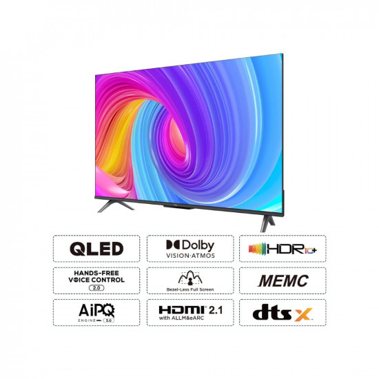 TCL 108 cm (43 inches) 4K Ultra HD Smart QLED Google TV 43T6G (Black)