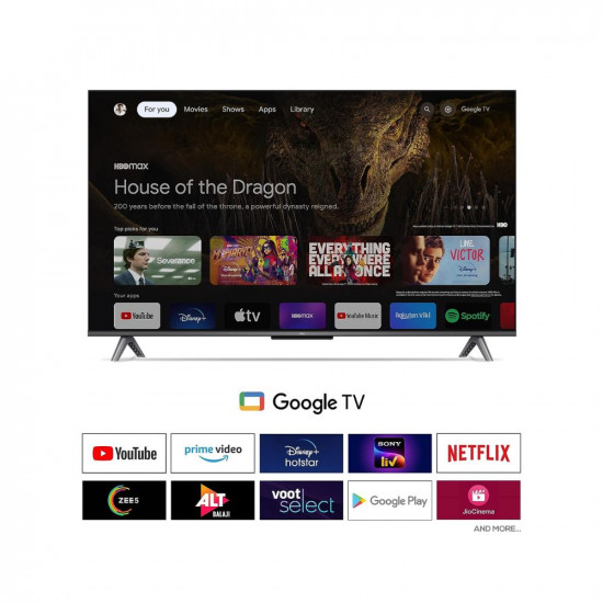 TCL 108 cm (43 inches) 4K Ultra HD Smart QLED Google TV 43T6G (Black)