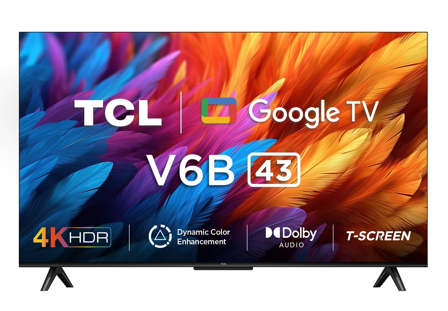 TCL 108 cm 43 inches Metallic Bezel-Less Series 4K Ultra HD Smart LED Google TV 43V6B Black