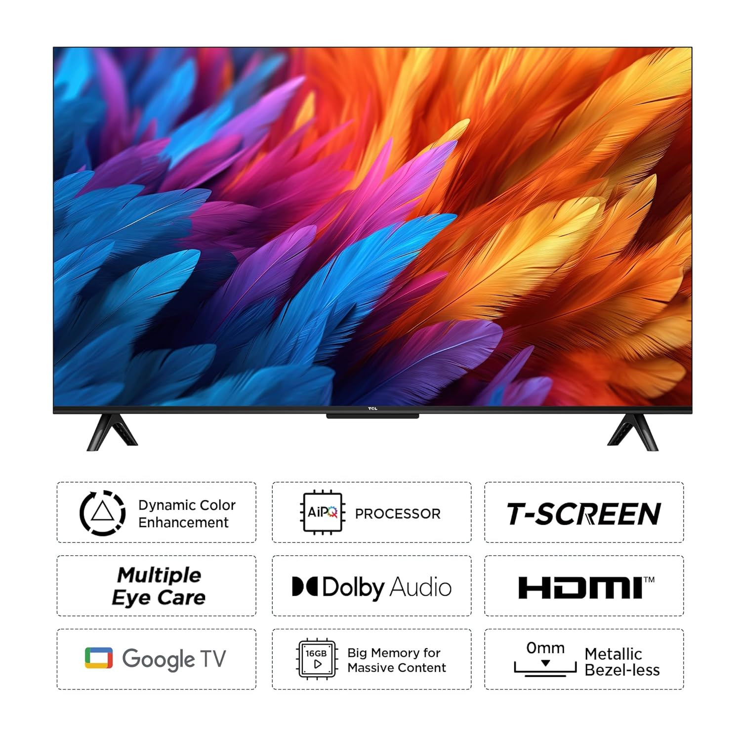 TCL 108 cm 43 inches Metallic Bezel-Less Series 4K Ultra HD Smart LED Google TV 43V6B Black