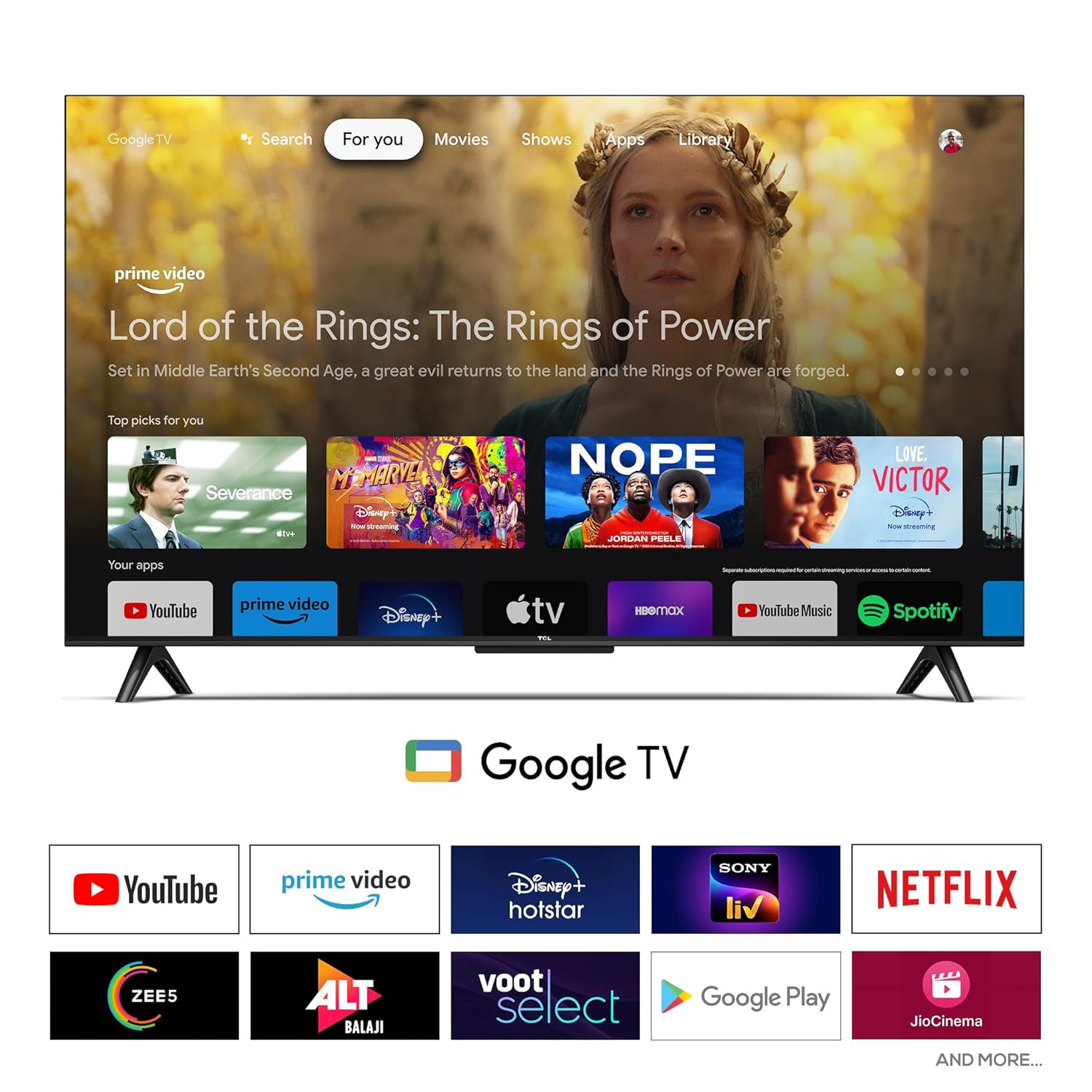 TCL 108 cm 43 inches Metallic Bezel-Less Series 4K Ultra HD Smart LED Google TV 43V6B Black