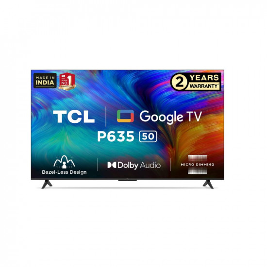TCL 126 cm 50 inches Bezel Less Series 4K Ultra HD Smart LED Google TV 50P635 Black