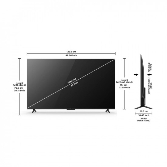 TCL 138 7 cm 55 inches Bezel Less Series 4K Ultra HD Smart LED Google TV 55P635 Black