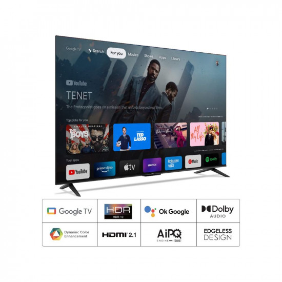 TCL 138 7 cm 55 inches Bezel Less Series 4K Ultra HD Smart LED Google TV 55P635 Black