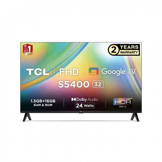 TCL 80 04 cm 32 inches Bezel Less S Series Full HD Smart LED Google TV 32S5400 Black