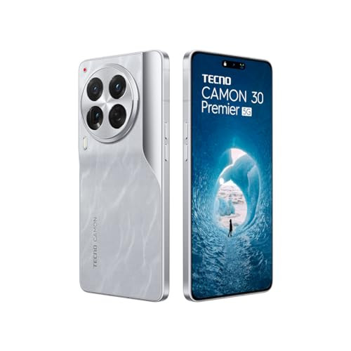 Tecno CAMON 30 Premier 5G Snowy Silver 12GB512GB  50 MP Camera  677 LTPO AMOLED Display  MediaTek Dimensity 8200  5000mAh Battary  70W Charger PolarAce Image Processor