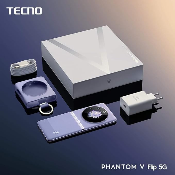 TECNO Phantom V Flip 5G (Iconic Black 16GB RAM,256GB Storage) | 45W Fast Charging | 32 MP Selfie, 64 Rear Camera| 6.9