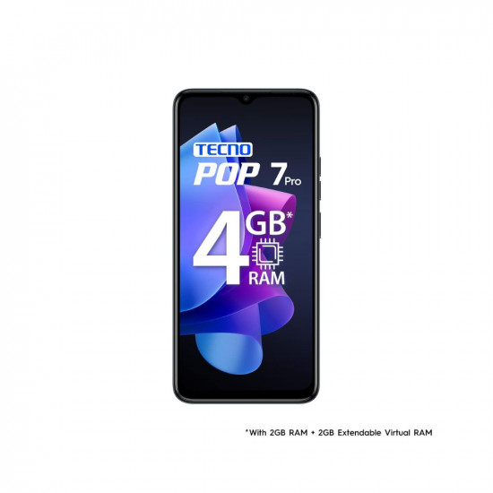 TECNO POP 7 Pro (Endless Black, 2GB RAM,64GB Storage) | Type C Port | 12MP Dual Camera | Up to 4GB RAM with Memory Fusion