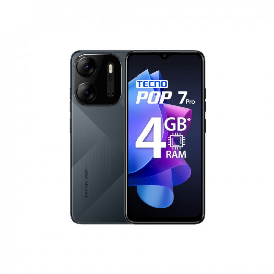 TECNO POP 7 Pro (Endless Black, 2GB RAM,64GB Storage) | Type C Port | 12MP Dual Camera | Up to 4GB RAM with Memory Fusion