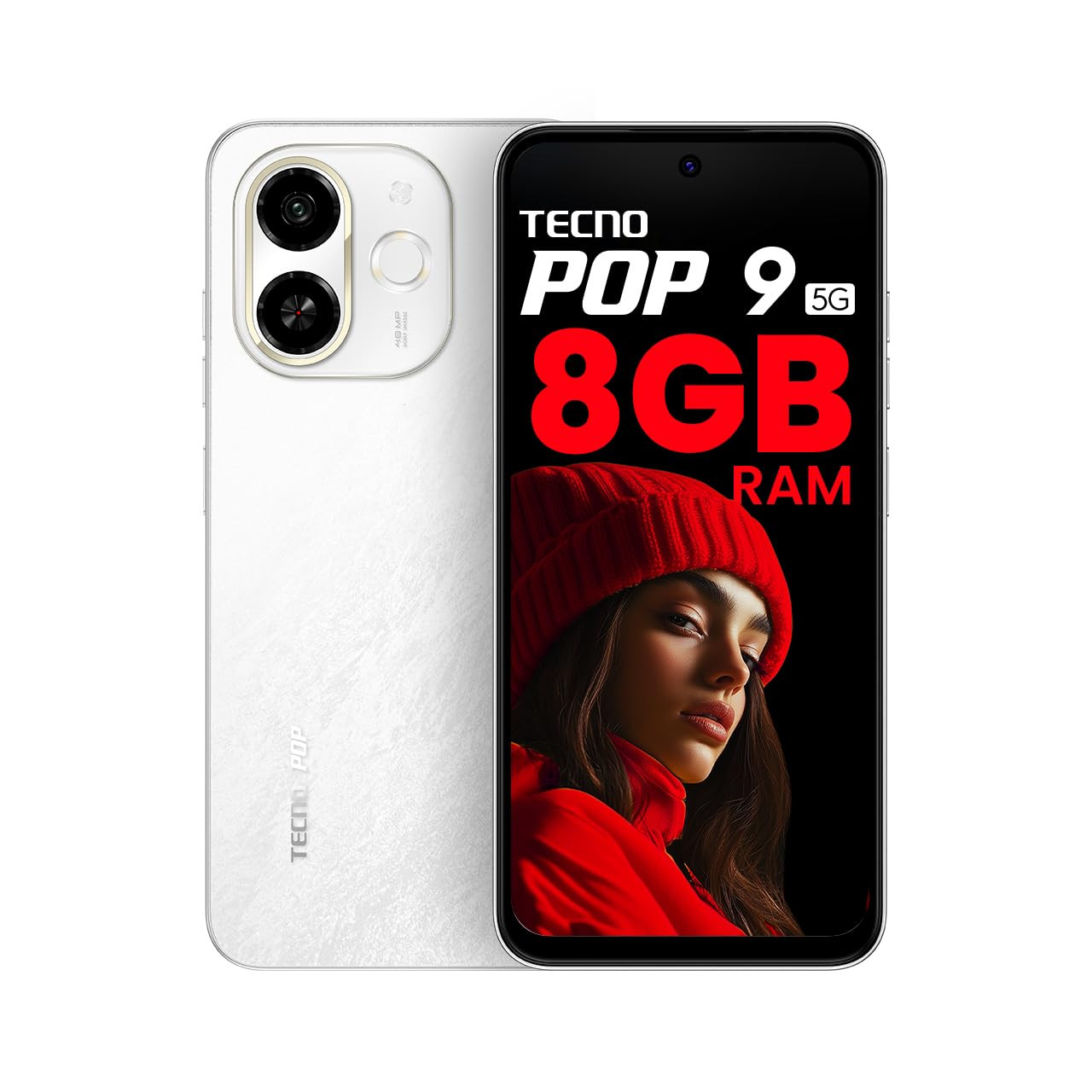 Tecno POP 9 5G Aurora Cloud 8GB128GB  D6300 5G Processor  48MP Sony AI Camera  4 Year Lag Free Fluency 5000 mAh Battery Dual Speaker  Without Charger