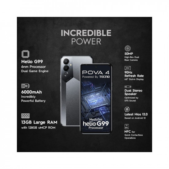 Tecno POVA 4 (Uranolith Grey, 128 GB)  (8 GB RAM)