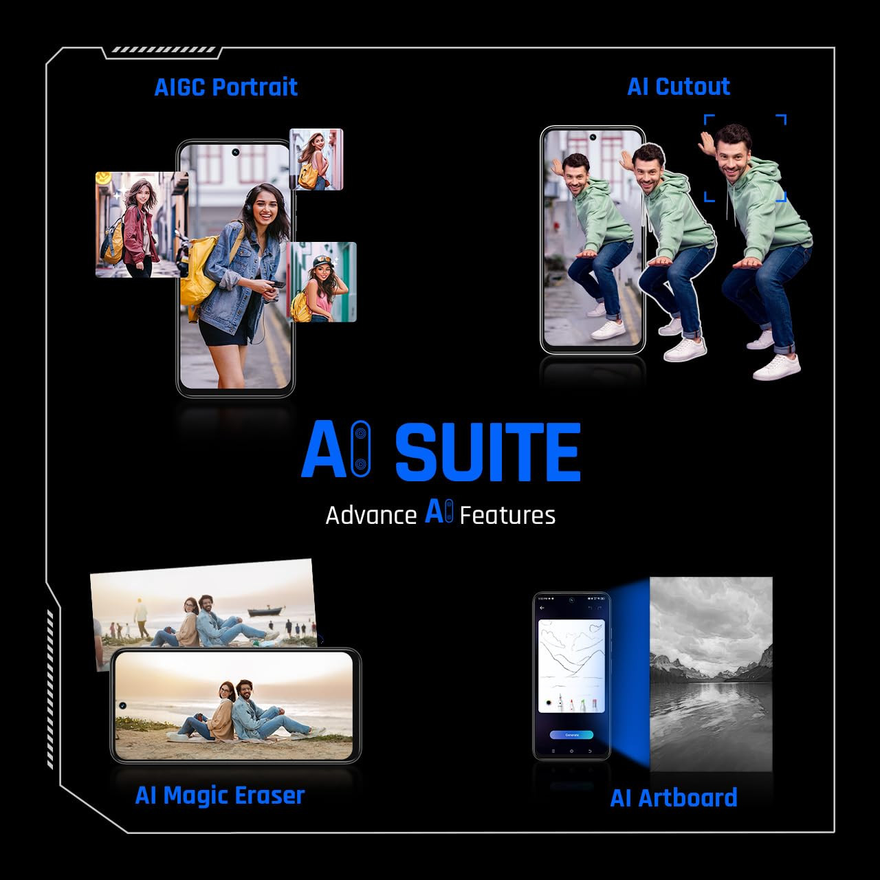 Tecno POVA 6 NEO 5G Azure Sky 6GB128GB  Advanced AI Features  108MP Ultra Clear AI Camera  D6300 Powerful Processor  5 Year Lag Free Fluency  5000 mAh Battery  in Built Infrared and NFC