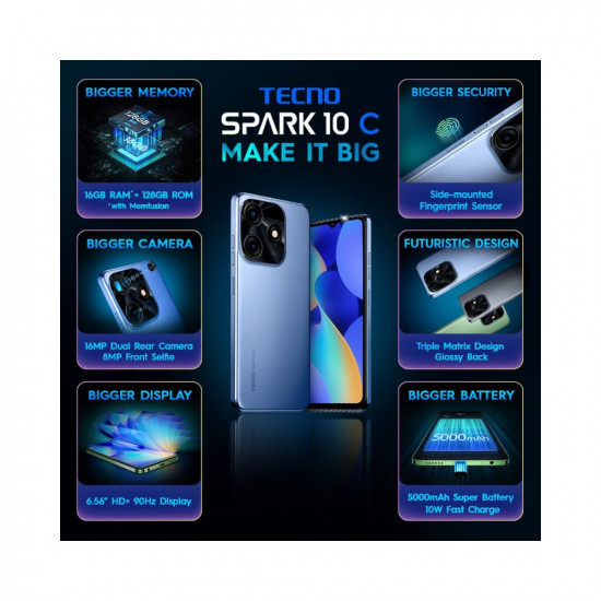 Tecno Spark 10C 8GB 128GB Meta Blue