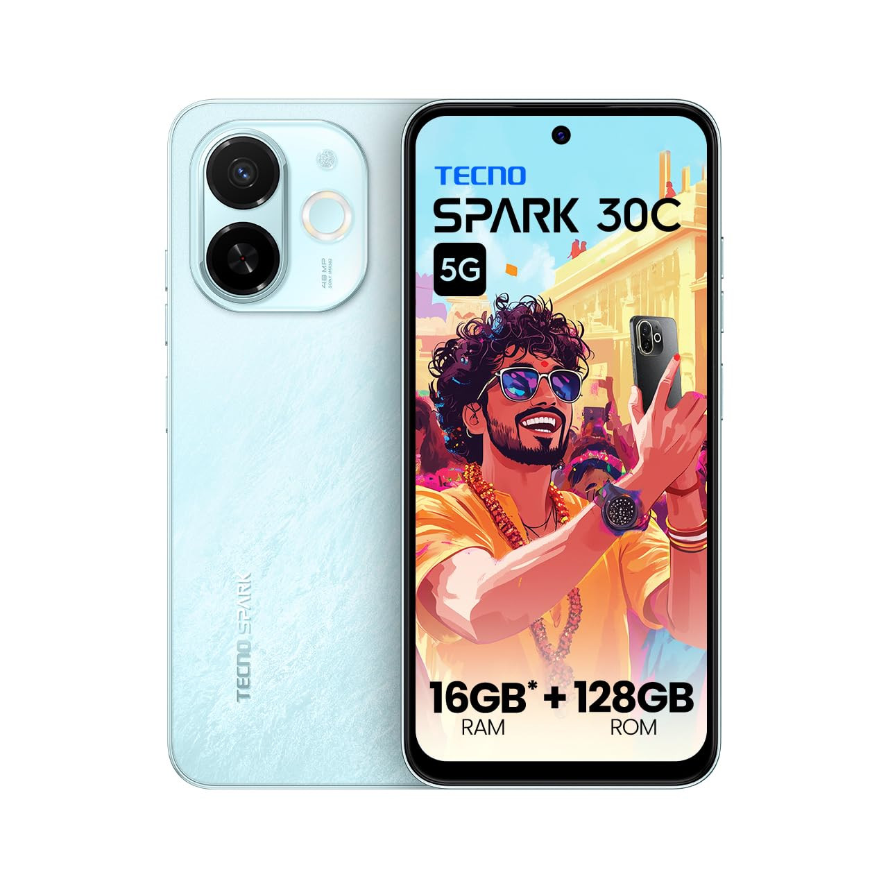 Tecno Spark 30C 5G Azure Sky 4GB128GB  D6300 5G Processor  5000 mAh Battery  NFC IR Remote  Dolby Atmos