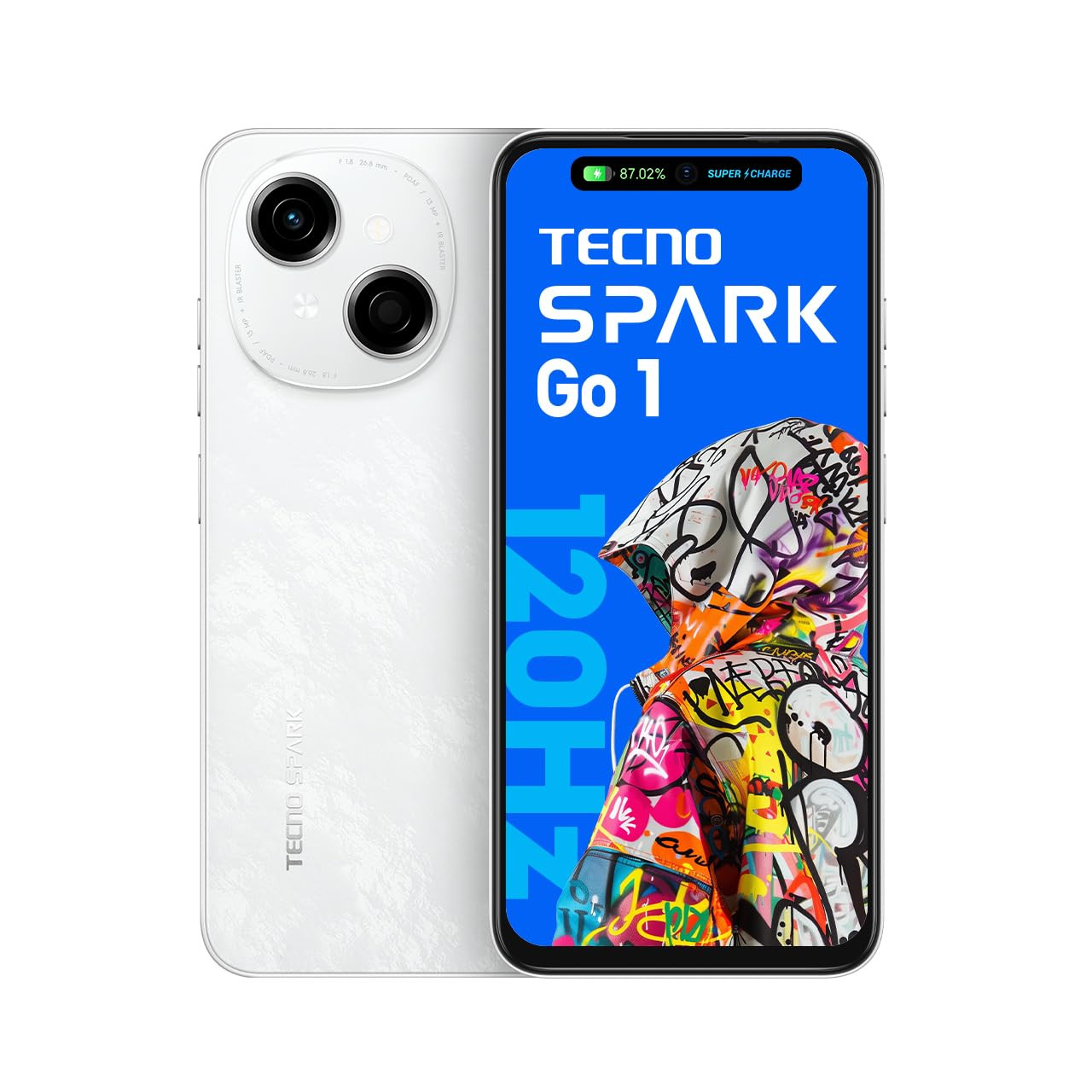 TECNO Spark GO 1 Glittery White 4GB64GB  4 Years Lag Free Fluency  667 120Hz Smooth Display  8GB Bigger RAM  in-Built Infrared Remote  Dual Speakers with DTS  AI Call Noise Reduction
